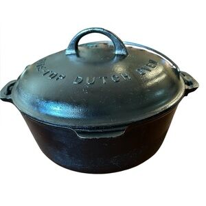 Vintage Griswold Erie No 8 Cast Iron Tite-Top Dutch Oven833 w/lid &Trivet 2551